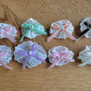 Lot of 8 Vintage Handmade Baby Toddler Hair Barettes bows